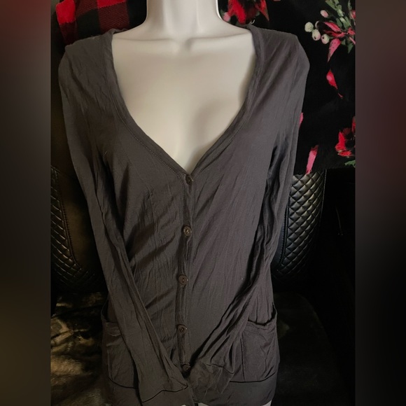 Active Basic Grey with Lace Back Cardigan - Picture 2 of 4